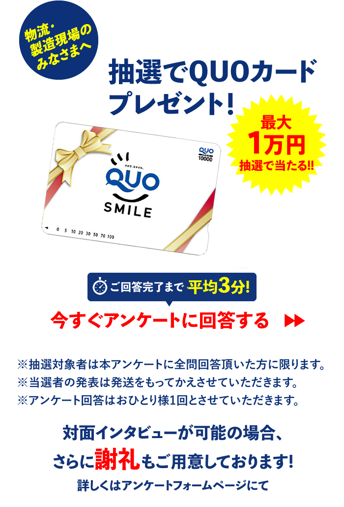 アンケートに答えるだけで抽選でQUOカードプレゼント！